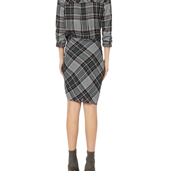 Veronica Beard Sierra Black Gray Pink Plaid Shirt Dress, Size 8 - Picture 7 of 8